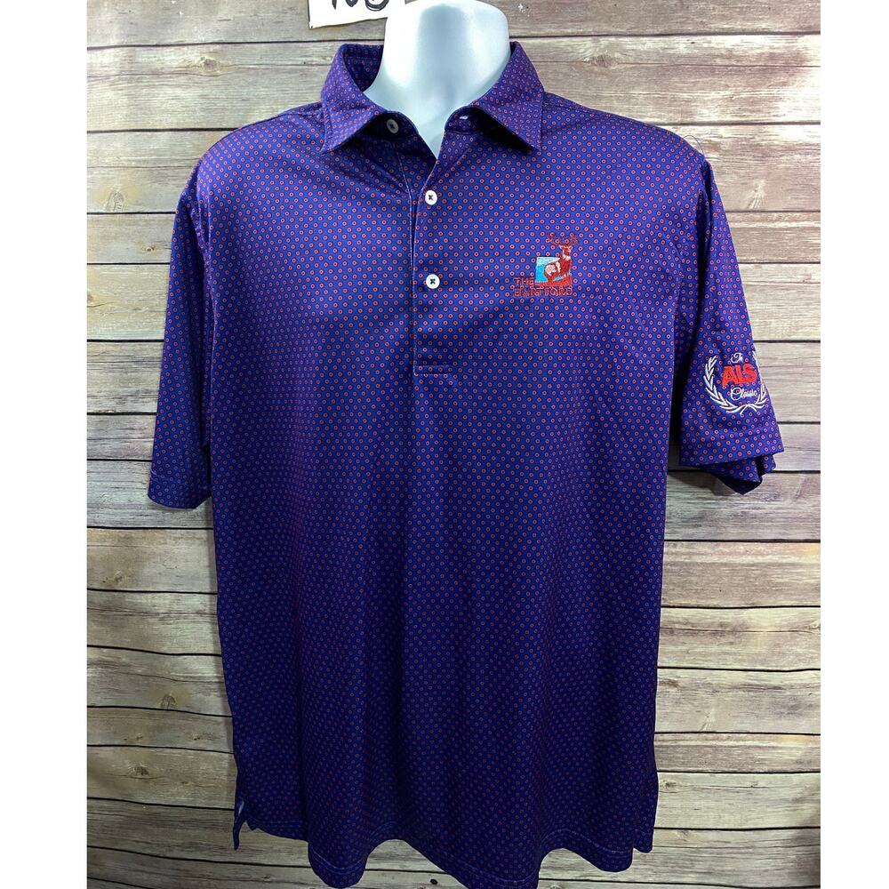 Donald Ross Polo Shirt Mens M Purple red Golf Performance Sports Hartford club